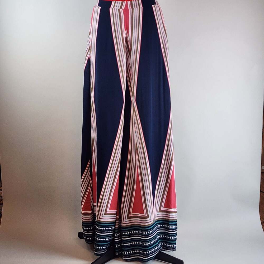 Lulus Geo Grande Multi Print Wide Leg Palazzo Pants Medium Boho Festival